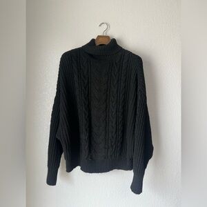 🖤 Worthington Oversized Cropped Cable Knit Sweater | Black | MP 🖤